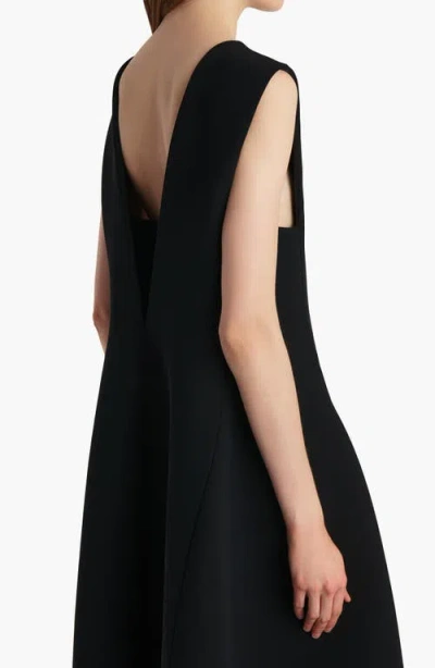 Khaite Medow Double Face Crepe Fit & Flare Midi Dress In Black