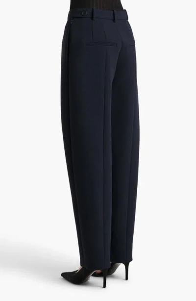 Khaite Dugan Pleated Double Face Crepe Pants In Blue