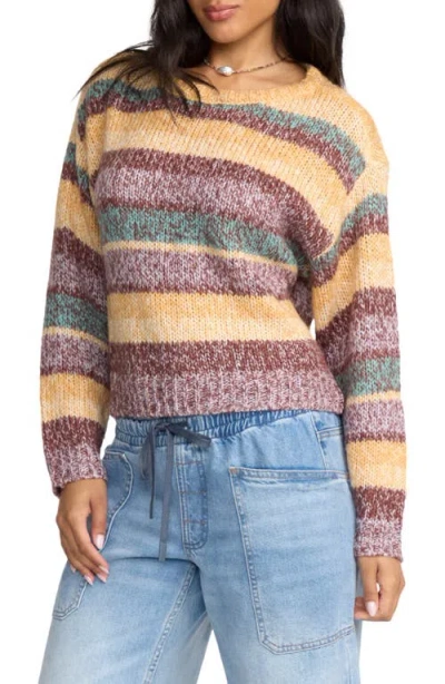 Billabong So Spaced Out Stripe Sweater In Brown