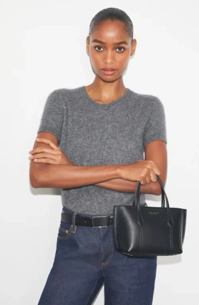 Tory Burch Black Leather Mini Perry Handbag In Black