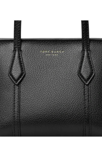 Tory Burch Black Leather Mini Perry Handbag In Black