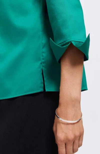 Foxcroft Edith Ruffle Button-up Shirt In Green