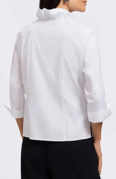 Foxcroft Edith Ruffle Button-up Shirt In White