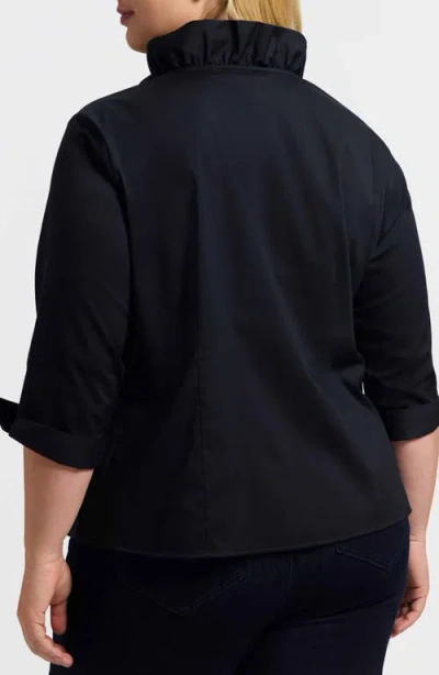 Foxcroft Edith Ruffl Shirt In Black