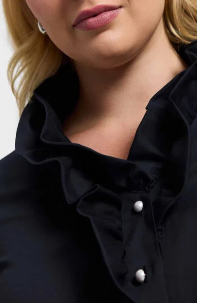 Foxcroft Edith Ruffl Shirt In Black