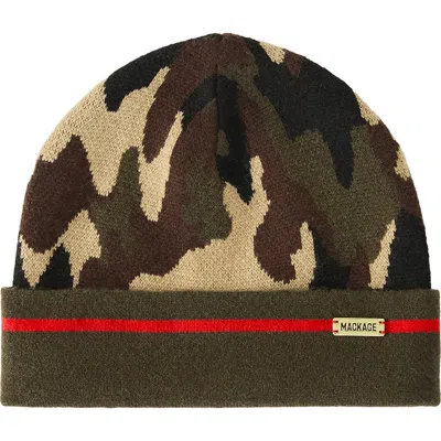 Mackage Kiko-camo Merino Wool Blend Beanie In Green