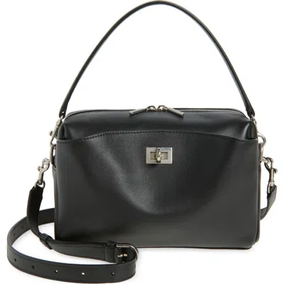 Balenciaga Rectangular Leather Handbag Top Handle In Black