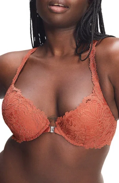 Savage X Fenty Romantic Corded Lace Push-up Bra In Orange