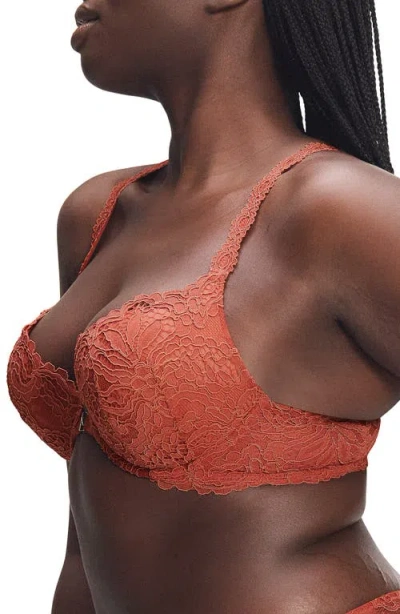 Savage X Fenty Romantic Corded Lace Push-up Bra In Orange
