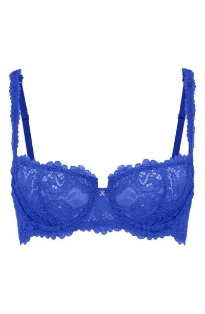 Savage X Fenty Romantic Corded Lace Unlined Underwire Bra In Blue
