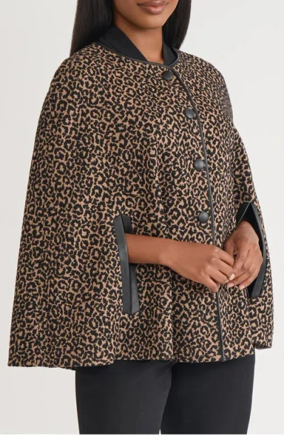 Kasper Leopard Print Cape In Multi