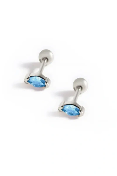 Mint & Lily Marquis Gemstone Sleeper Stud Earrings In Metallic