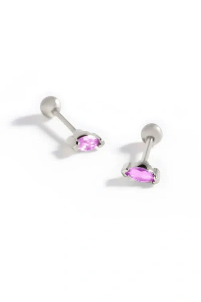 Mint & Lily Marquis Gemstone Sleeper Stud Earrings In Metallic