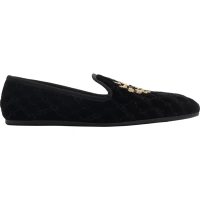 Burberry Quilted Crest-embroidery Loafers In Black