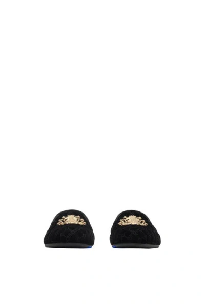 Burberry Quilted Crest-embroidery Loafers In Black