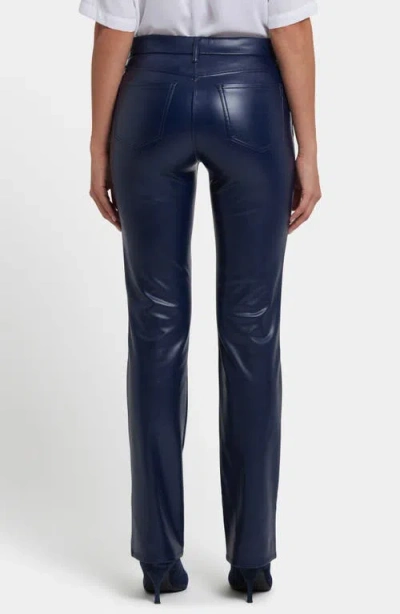 Nydj Marilyn Faux Leather Straight Leg Pants In Blue