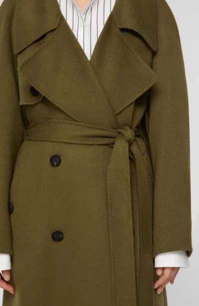 Lafayette 148 New York Oversize Belted Double Face Cashmere Trench Coat In Green