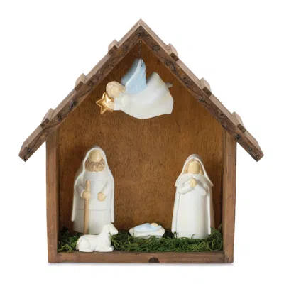 Melrose International Holiday Nativity Scene Display 10"l - Brown, White, Green In Multi