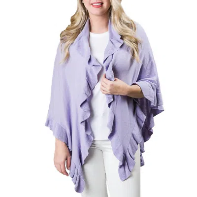 Top It Off Ava Ruffle Cotton Knit Wrap In Lavender In Purple