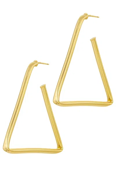 Savvy Cie Jewels 18k Yellow Gold Plated Triangle Earrings In Gold