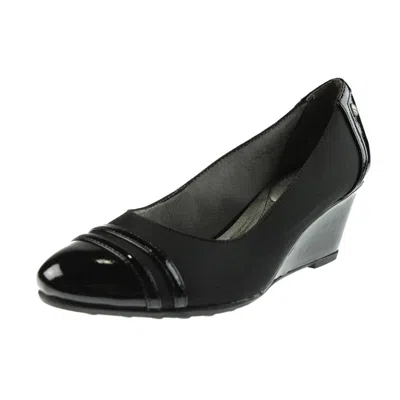 Lifestride Juliana Womens Patent Toe Cap Wedge Heels In Black
