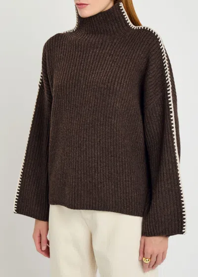 Rag & Bone Wool Ingrid Rollneck Sweater In Brown