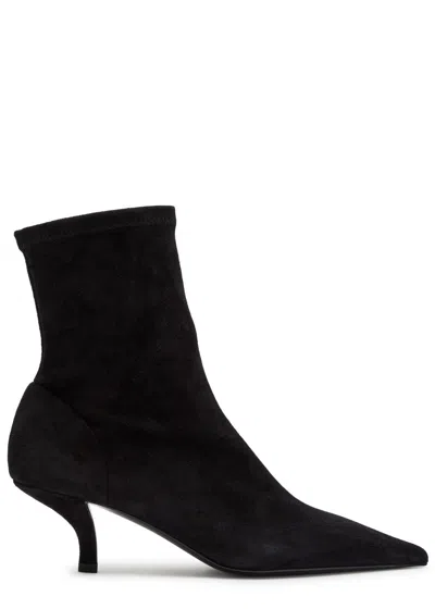 Totême The Heeled Sock Suede Ankle Boots In Black