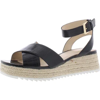 Liz Claiborne Eastside Womens Square Toe Ankle Strap Wedge Sandals In Black