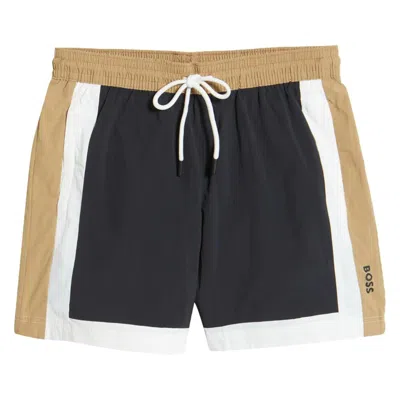 Hugo Boss Boss Remy Colorblock Swim Trunks In Black