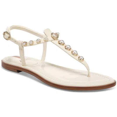 Sam Edelman Gigi Pearl Womens Patent Embellished T-strap Sandals In Neutral