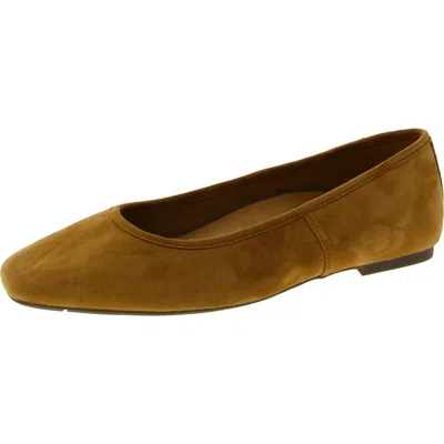 Vionic Orinda Womens Leather Square Toe Ballet Flats In Brown