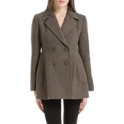 Leon Max Womens Double Breasted Light Weight Wool Coat In Brown