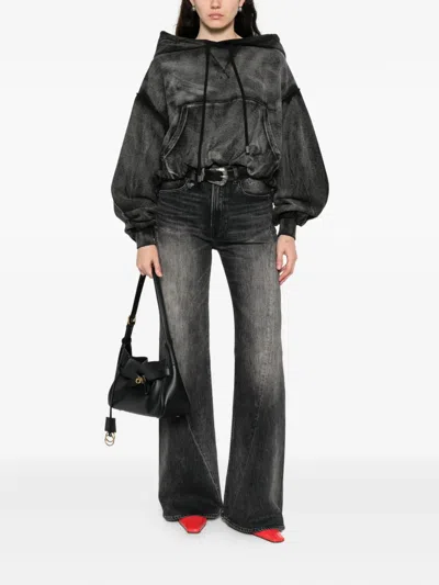 R13 Balloon Bubble Hem Cotton Hoodie In Black