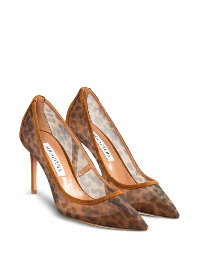 Aquazzura Leopard Printed Stiletto Heel Pumps In Brown