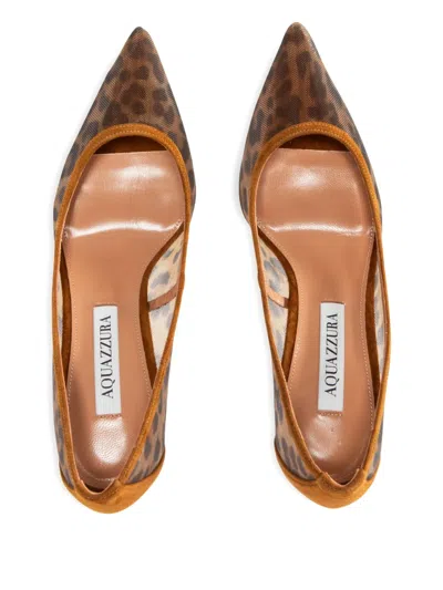 Aquazzura Leopard Printed Stiletto Heel Pumps In Brown