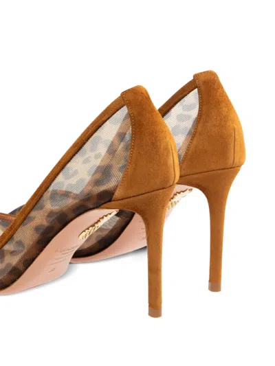 Aquazzura Leopard Printed Stiletto Heel Pumps In Brown
