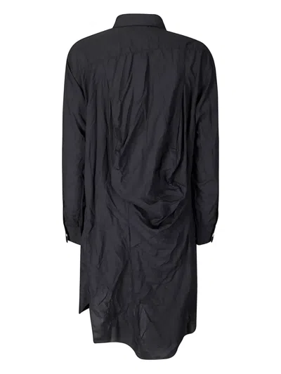 Comme Des Garçons Asymmetrical Black Long Shirt With Fluid Draping In Black