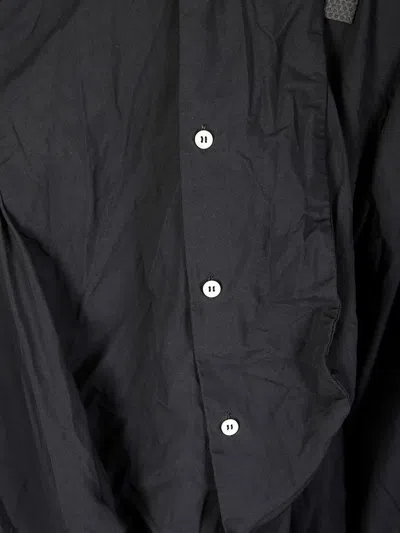 Comme Des Garçons Asymmetrical Black Long Shirt With Fluid Draping In Black