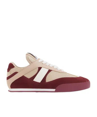 Chloé Kick Mixed Leather Retro Low-top Sneakers In Burgundy
