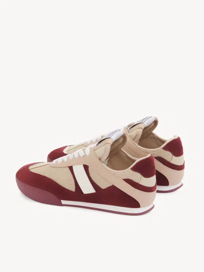 Chloé Kick Mixed Leather Retro Low-top Sneakers In Burgundy