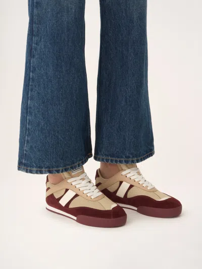 Chloé Kick Mixed Leather Retro Low-top Sneakers In Burgundy