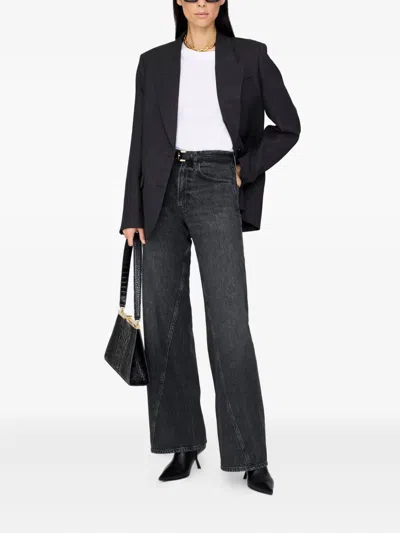 Anine Bing Brie Jeans Woman Black In Gray
