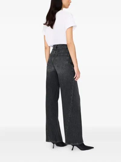 Anine Bing Brie Jeans Woman Black In Gray