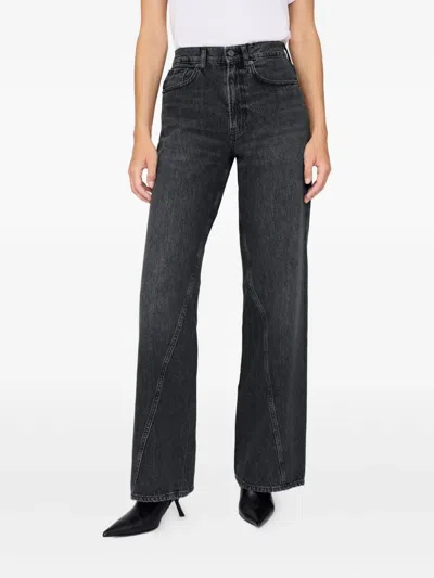 Anine Bing Brie Jeans Woman Black In Gray