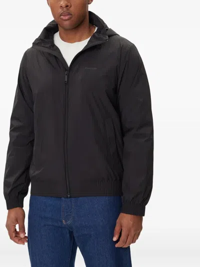 Calvin Klein Hooded Zip-front Jacket In Black