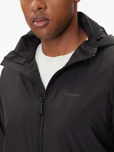 Calvin Klein Hooded Zip-front Jacket In Black