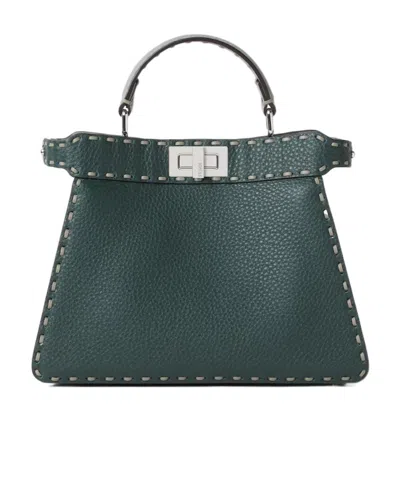Fendi Multicolor Sage Selleria Bag With 556 Hand-sewn Topstitches In Green