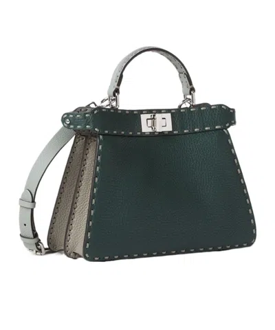 Fendi Multicolor Sage Selleria Bag With 556 Hand-sewn Topstitches In Green