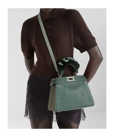 Fendi Multicolor Sage Selleria Bag With 556 Hand-sewn Topstitches In Green