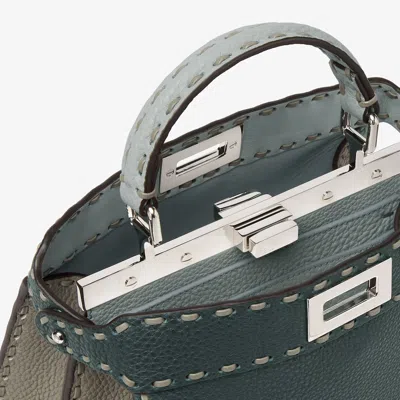 Fendi Multicolor Sage Selleria Bag With 556 Hand-sewn Topstitches In Green